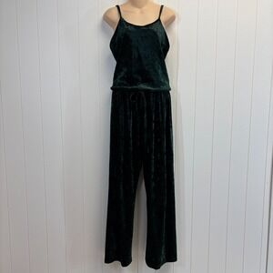 Vintage Top This Women Clubwear Crushed Velvet Top & Pants Set Size L Green Soft